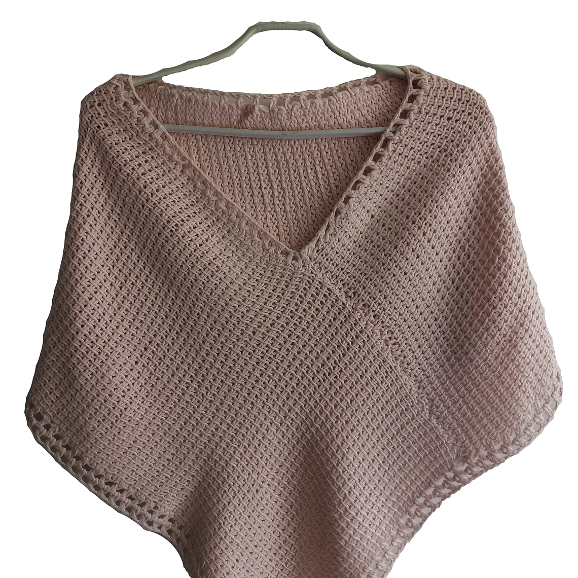 Ruana Color Rosa - Tejido 100% A Mano REF F 1