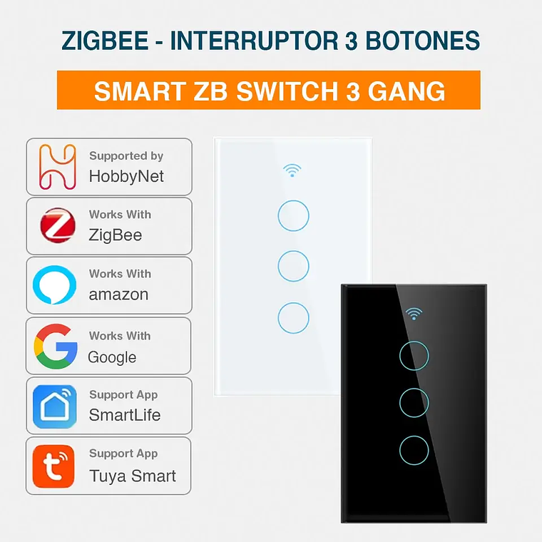 Zigbee - Interruptor Inteligente Táctil Triple - Tuya Smart Life 5