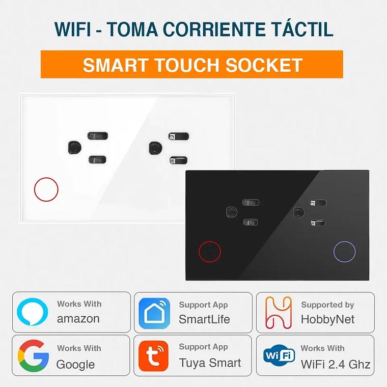 WiFi - Toma Corriente Táctil Inteligente Smart Socket - Tuya Smart Life 1