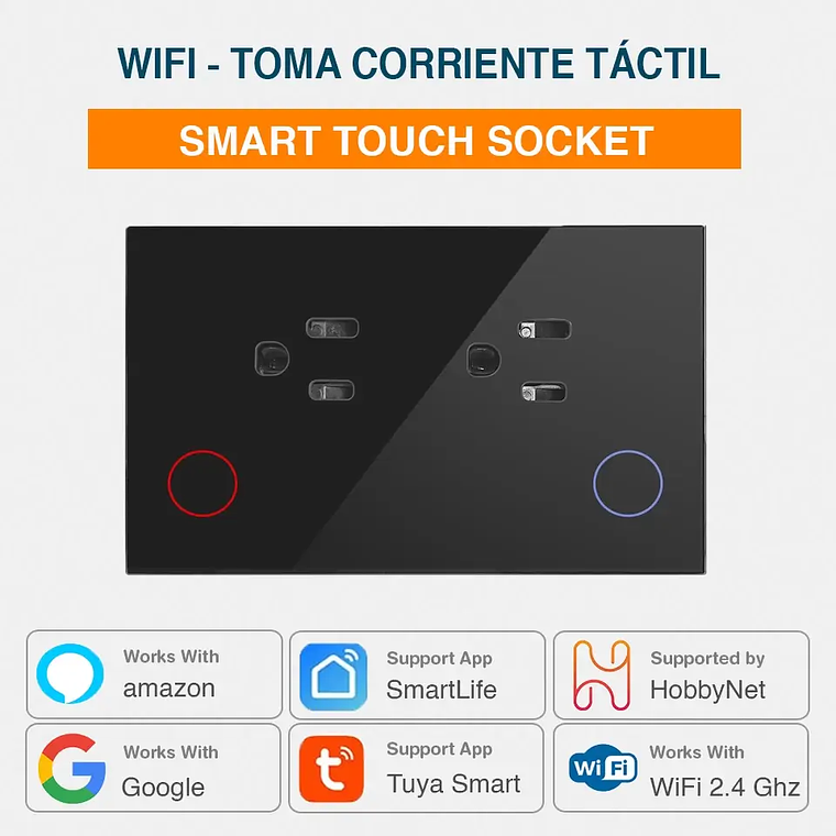 WiFi - Toma Corriente Táctil Inteligente Smart Socket - Tuya Smart Life 3