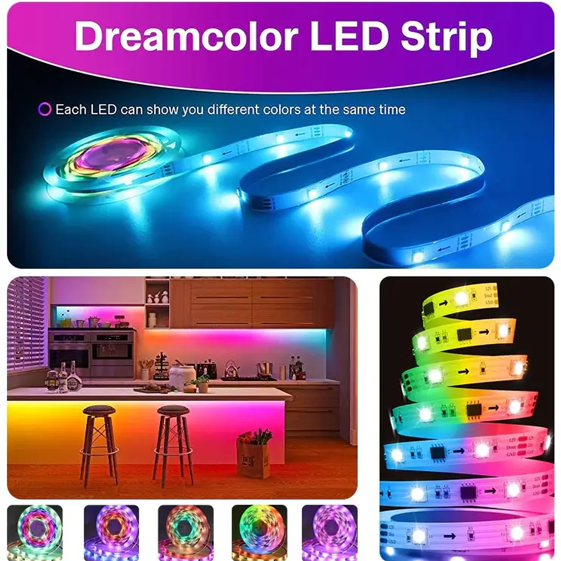 WiFi - Cinta / Tira LED RGBIC 10 Metros Musical - Tuya Smart Life 4