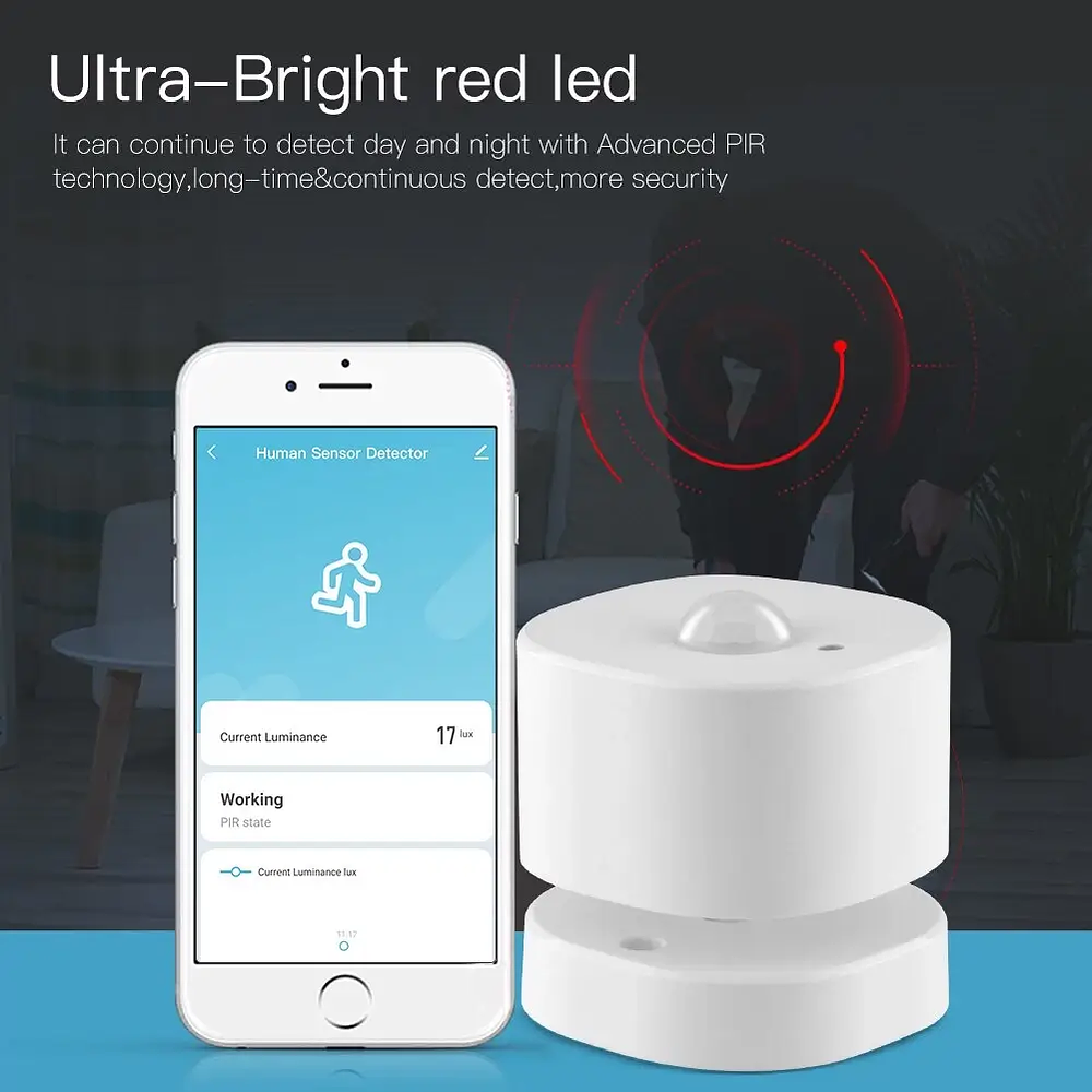 Zigbee - Sensor Movimiento PIR / Iluminancia Modular - Tuya Smart Life