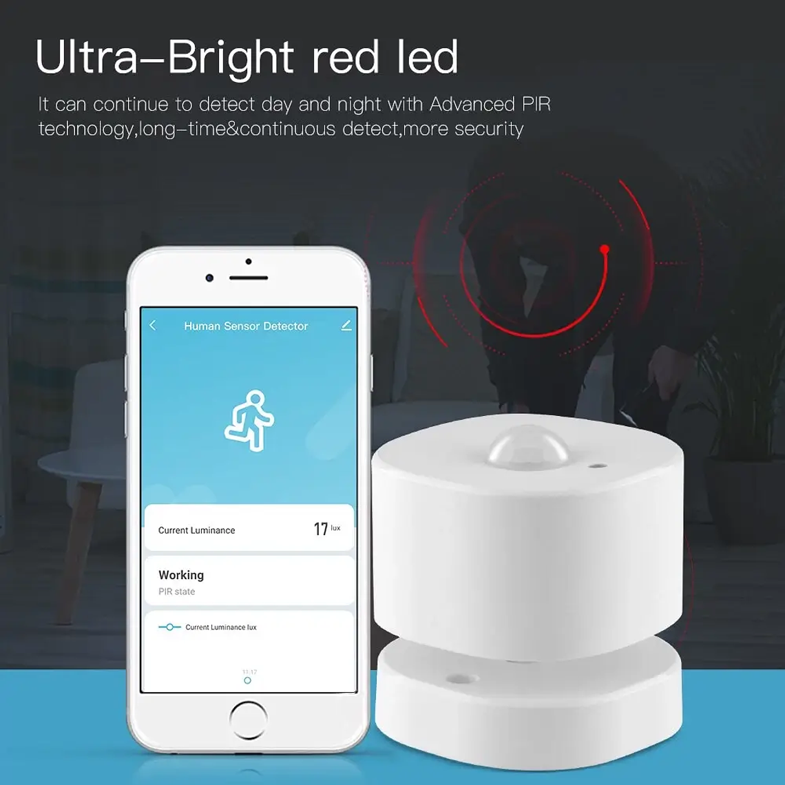 Zigbee - Sensor Movimiento PIR / Iluminancia Modular - Tuya Smart Life 4