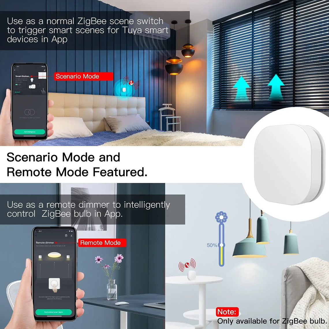 Zigbee - Botón Inalambrico y de Atenuación - Tuya Smart Life 2