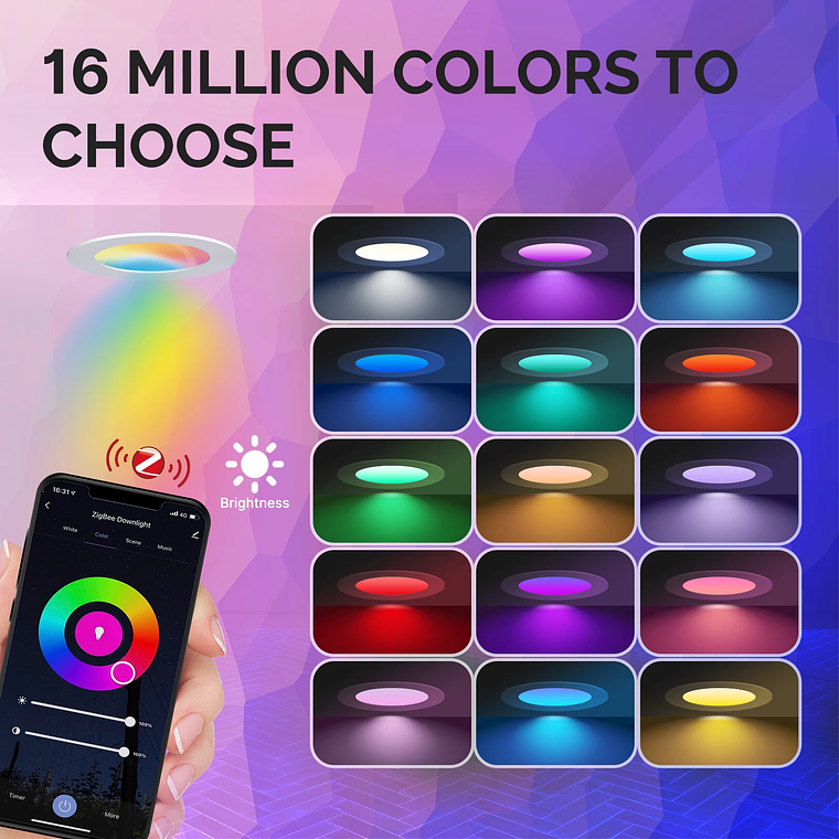 Zigbee - Plafón Led Inteligente 6W RGBCW - Tuya Smart Life 3