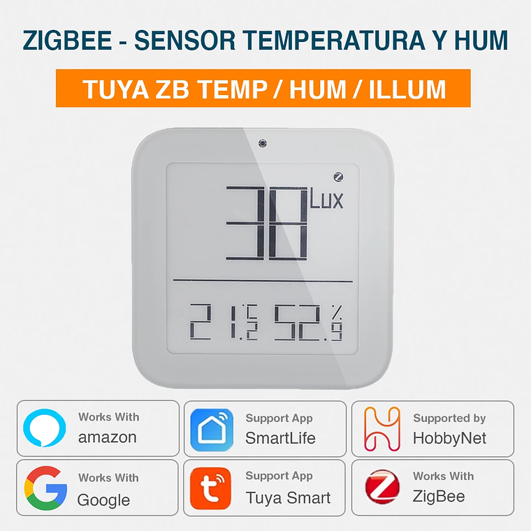Zigbee - Sensor de Temperatura, Humedad e Iluminancia - Tuya Smart Life 1