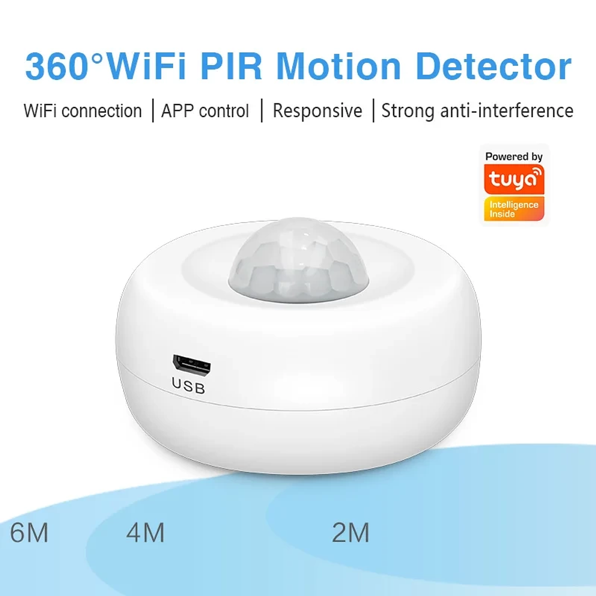 Sensores de movimiento PIR inteligentes: detector de movimiento WiFi con  alerta de notificación de aplicaciones, detector de movimiento alimentado  por