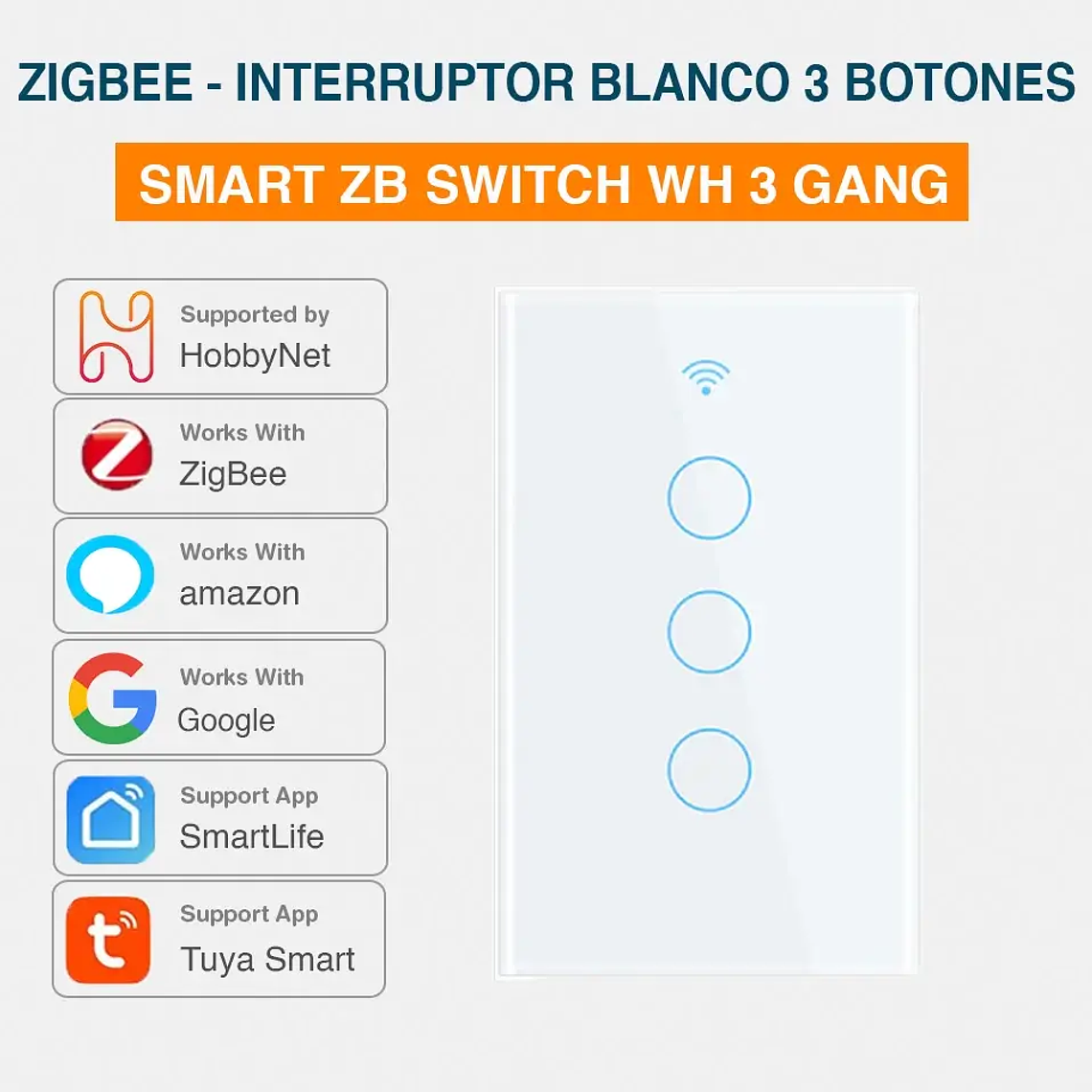 Zigbee - Interruptor Inteligente Táctil Triple - Tuya Smart Life 4