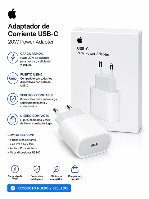 Adaptador de Corriente USB‑C 20W