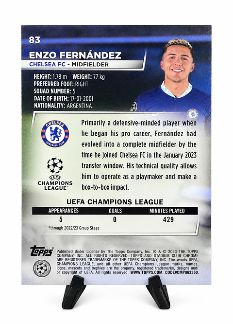 Enzo Fernández – Rookie RC #83 | Topps Stadium Club Chrome UEFA