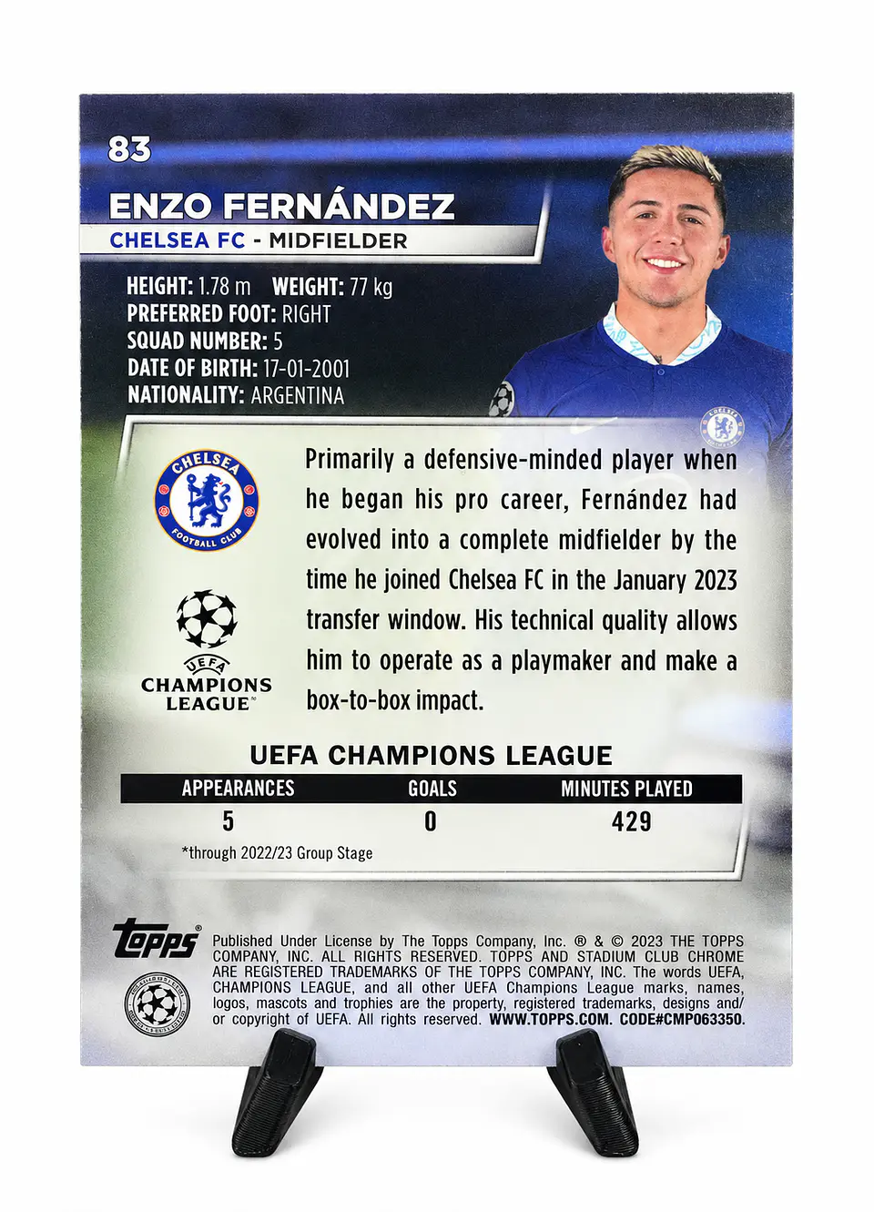Enzo Fernández – Rookie RC #83 | Topps Stadium Club Chrome UEFA 2