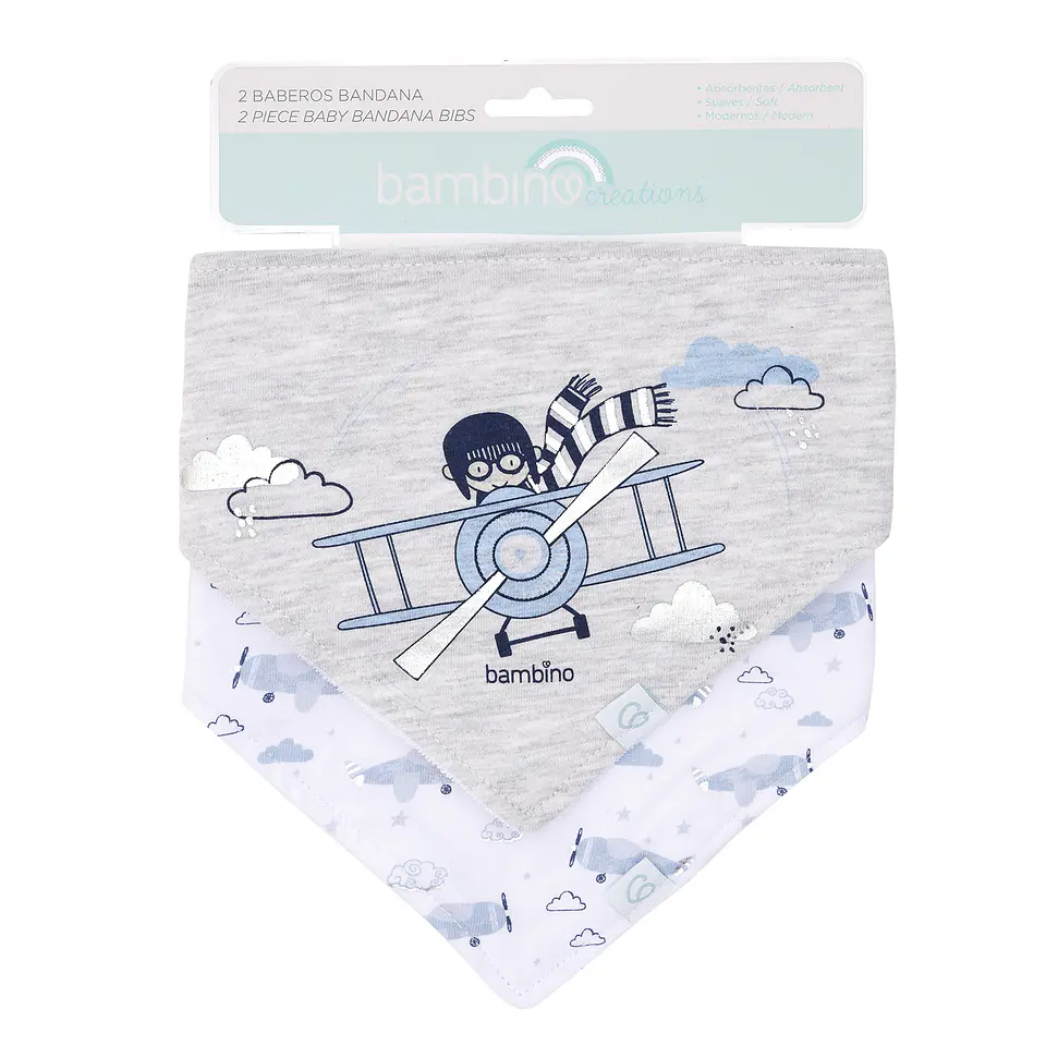 Set 2 Baberos Bandana Algodón Niño 8