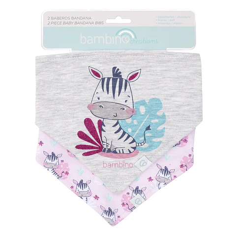 Set 2 Baberos Bandana Algodón Niña