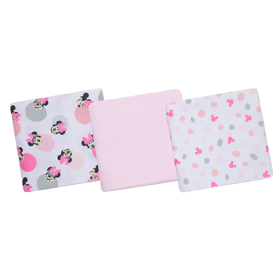 Set 3 Mantitas Franela Rosado Minnie 2