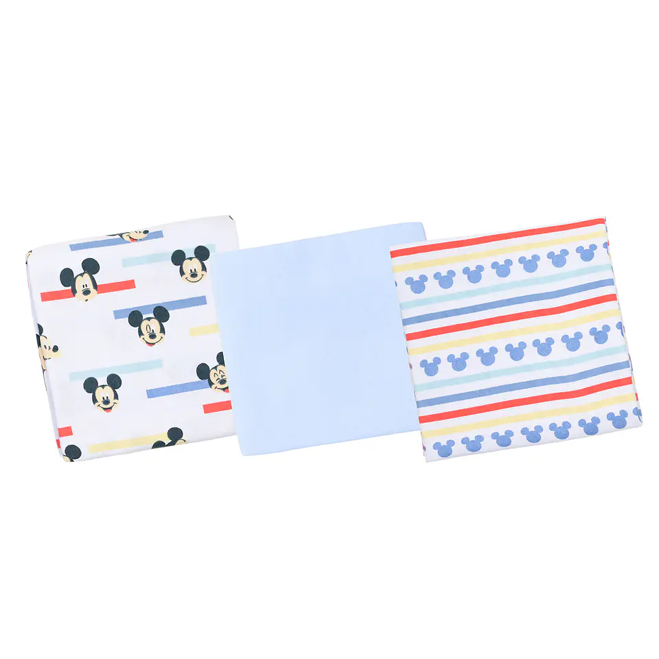 Set 3 Mantitas Franela Celeste Mickey 2