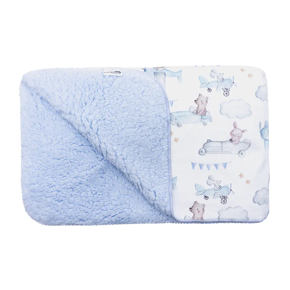 Frazada De Sherpa Blanco Aviones Niño 4