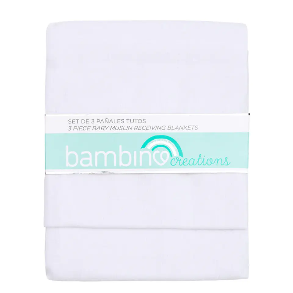 Set 3 Pañales Tutos 100% Algodón Liso Blanco 2