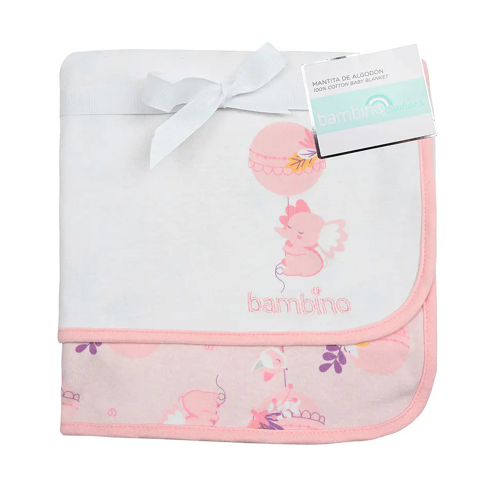 Mantita de Algodón Doble Capa Rosado Elefante Niña 1