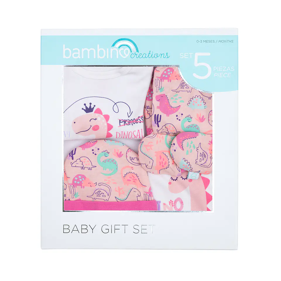 Baby Gift 5 Piezas Fucsia Dinosaurio 1