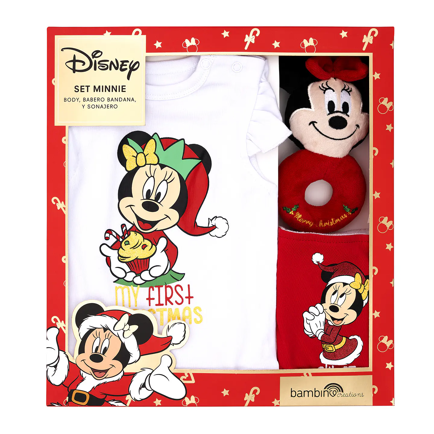 Set 3 Piezas Navidad Disney Rojo Niña Minnie 0 - 12 Meses 1