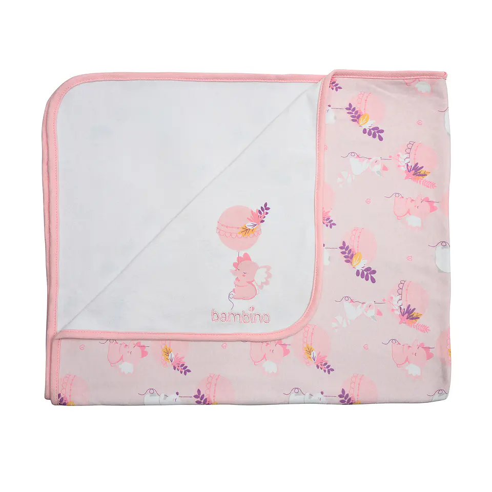 Mantita de Algodón Doble Capa Rosado Elefante Niña 2