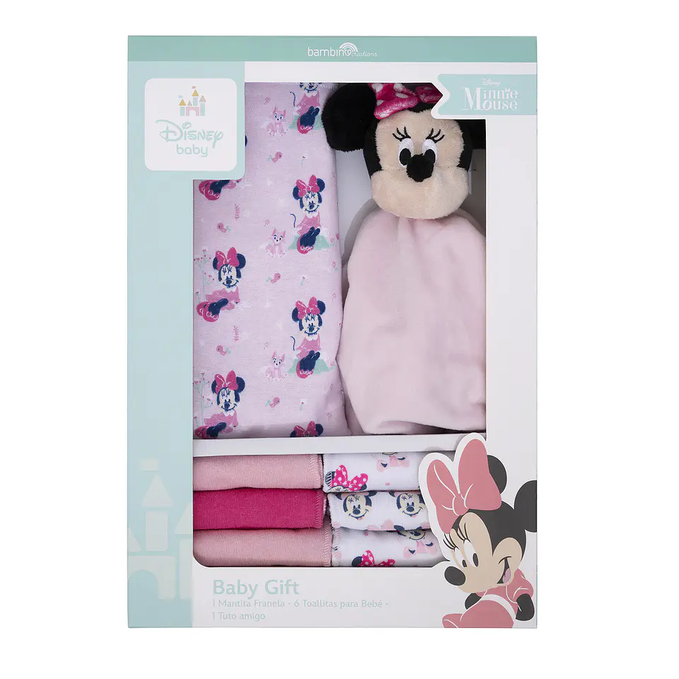 Set 8 Piezas Baby Gift Rosado Minnie Gato Niña 2