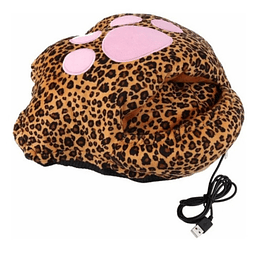 Pantufla Calienta Pies Usb Leopardo