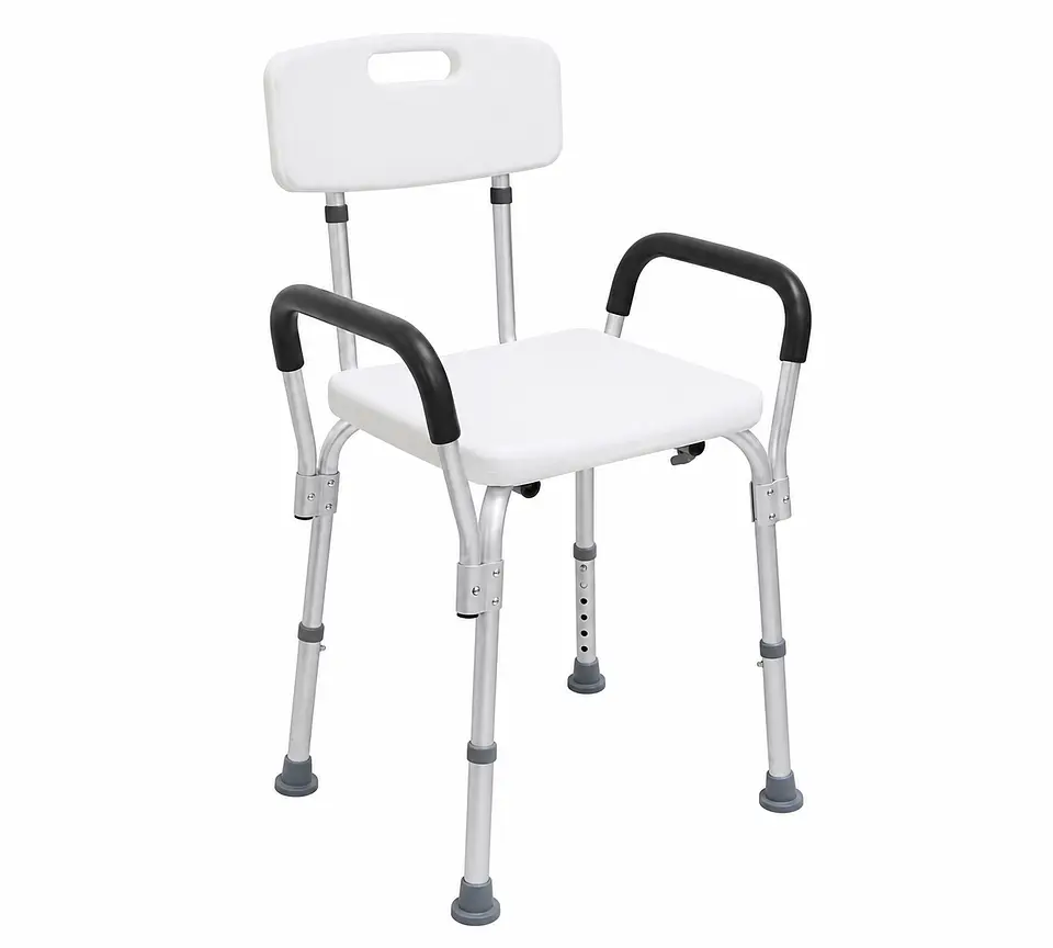 Silla Ducha Adulto Mayor Con Respaldo Apoyabrazos Regulable Antideslizante 1