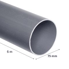 TUBO PVC SANITARIO GRIS 75MM X 6MTS