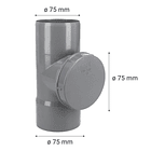 TEE REGISTRO PVC SANITARIO GRIS 75 MM 1