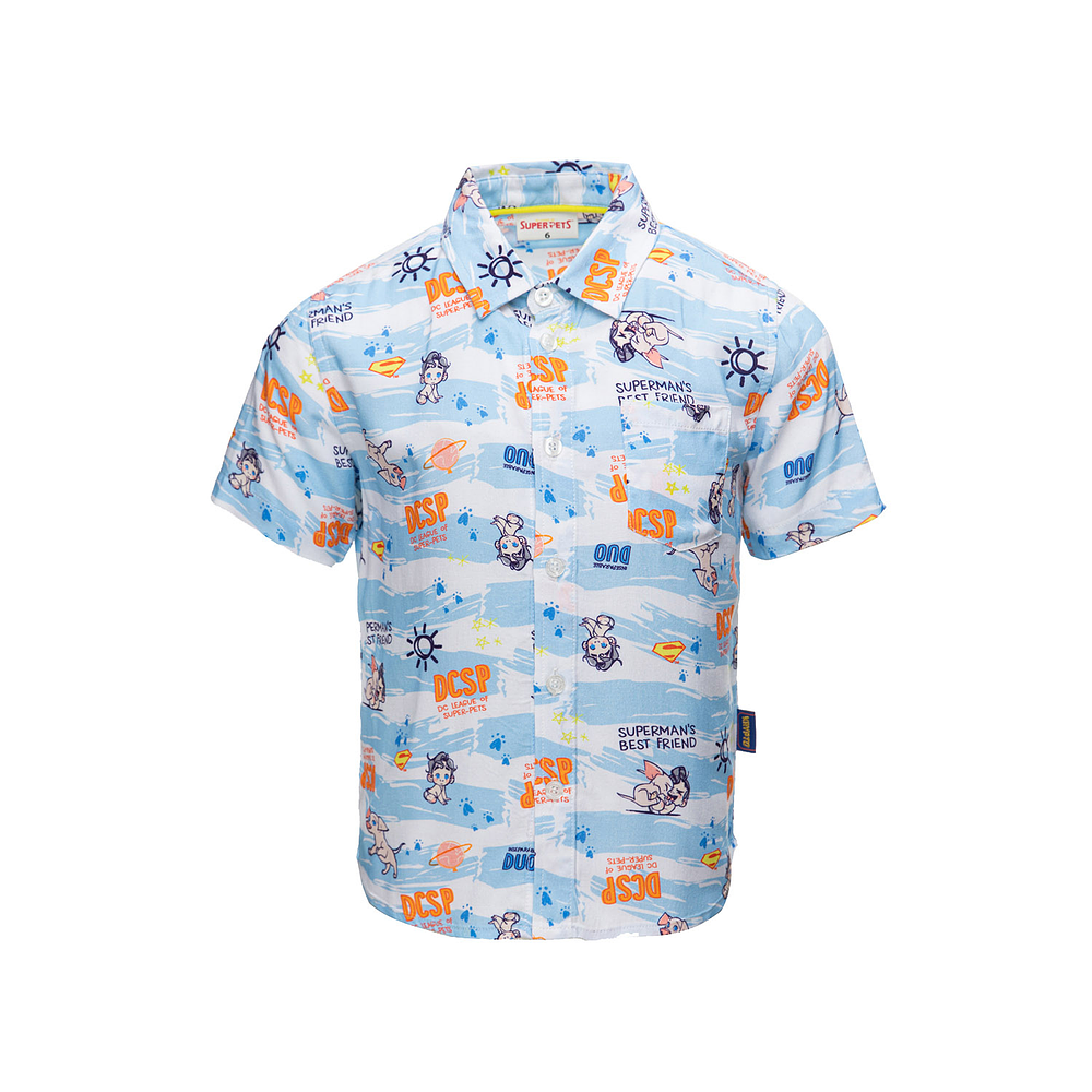 Camisa guayabera DC Super Pets Azul