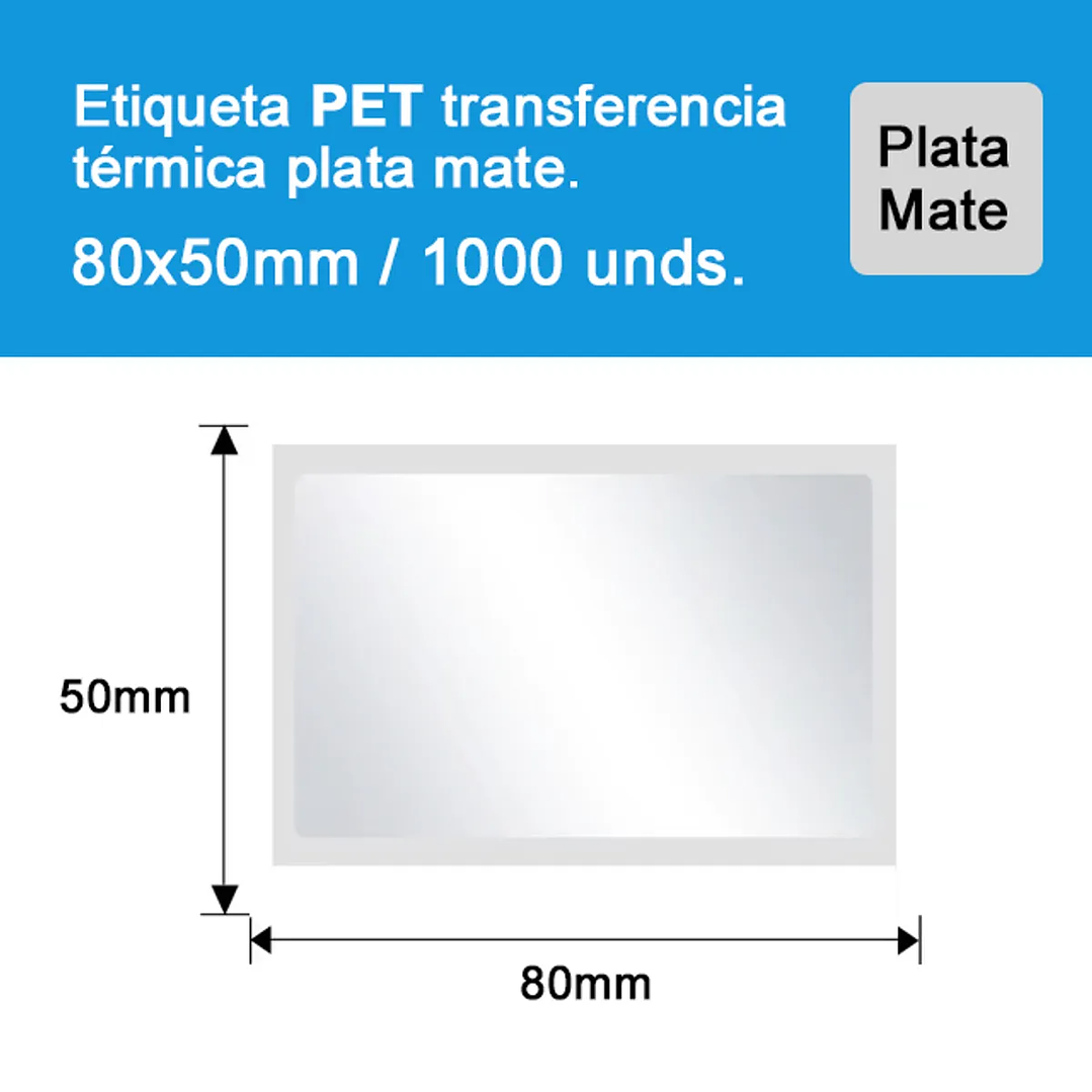 Rollo 1000 Etiquetas Adhesivas Térmicas Plateadas 80x50mm 2