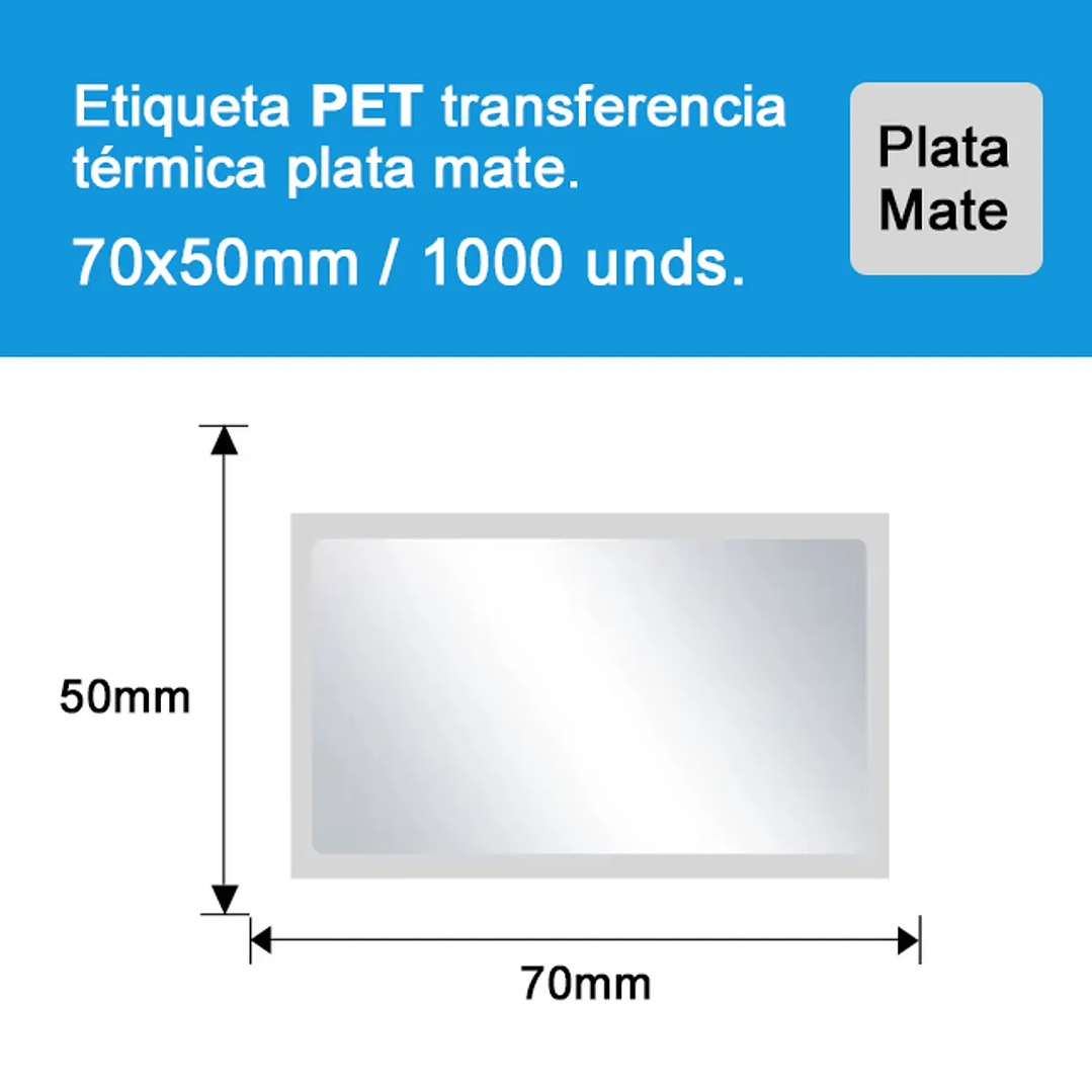 Rollo 1000 Etiquetas Adhesivas Térmicas Plateadas 70x50mm  2