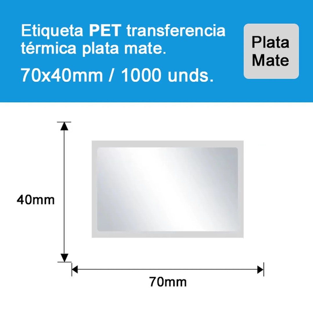 Rollo 1000 Etiquetas Adhesivas Térmicas Plateadas 70x40mm  3