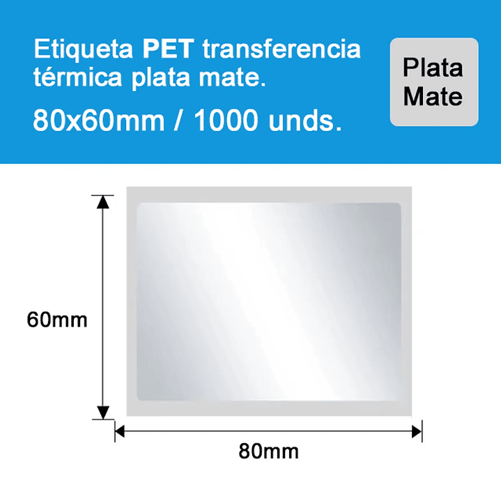 Rollo 1000 Etiquetas Adhesivas Térmicas Plateadas 80x60mm  2