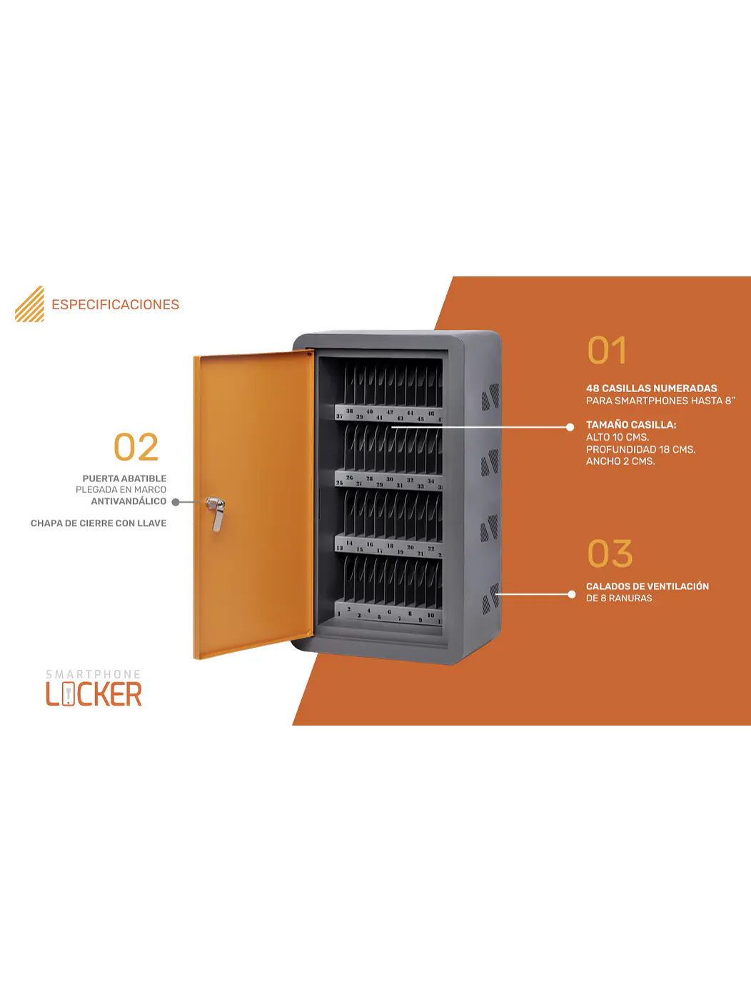Gabinete de uso Escolar para Celulares // Smartphone Locker 1