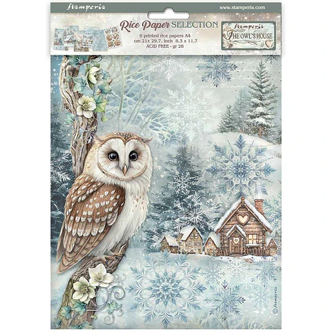 Stamperia The Owl's House — pack de 6 papéis de arroz A4