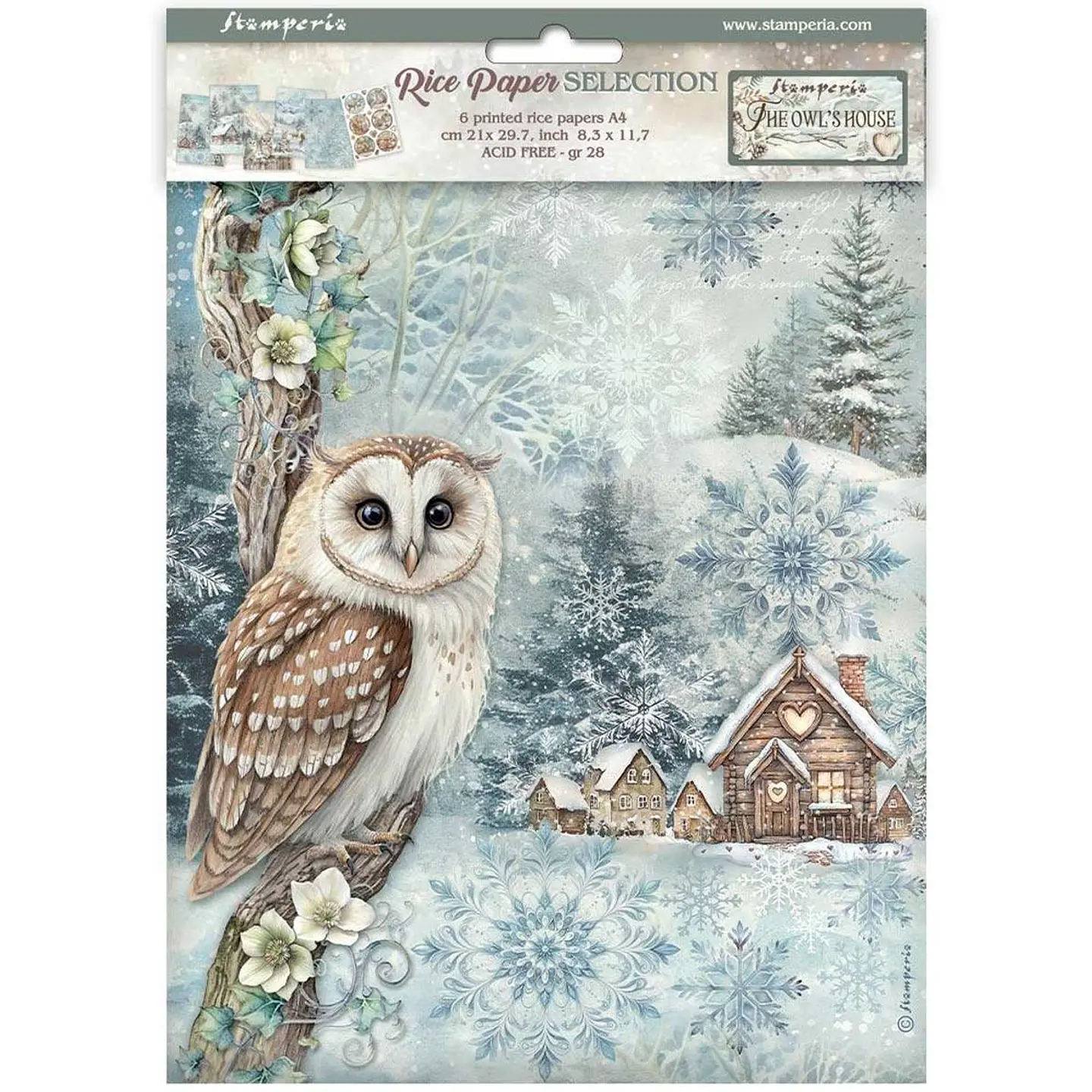 Stamperia The Owl's House — pack de 6 papéis de arroz A4 1