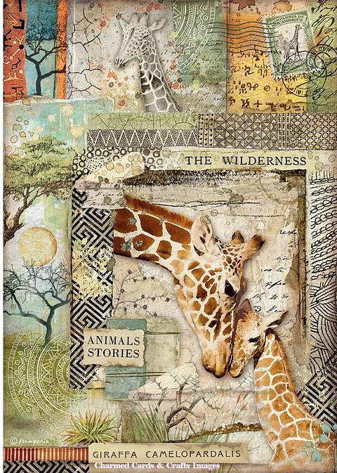 Papel de arroz Stamperia A4 — Savana — Giraffe (DFSA4685)