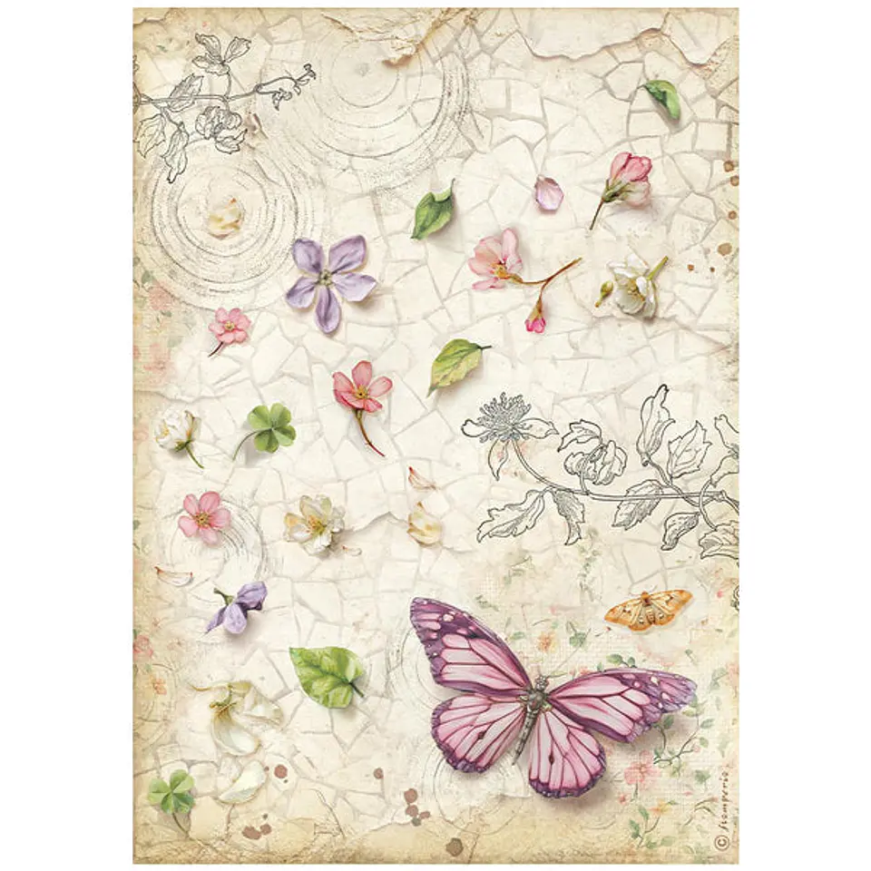 Papel de arroz Stamperia A4 — All Around — Butterfly 1