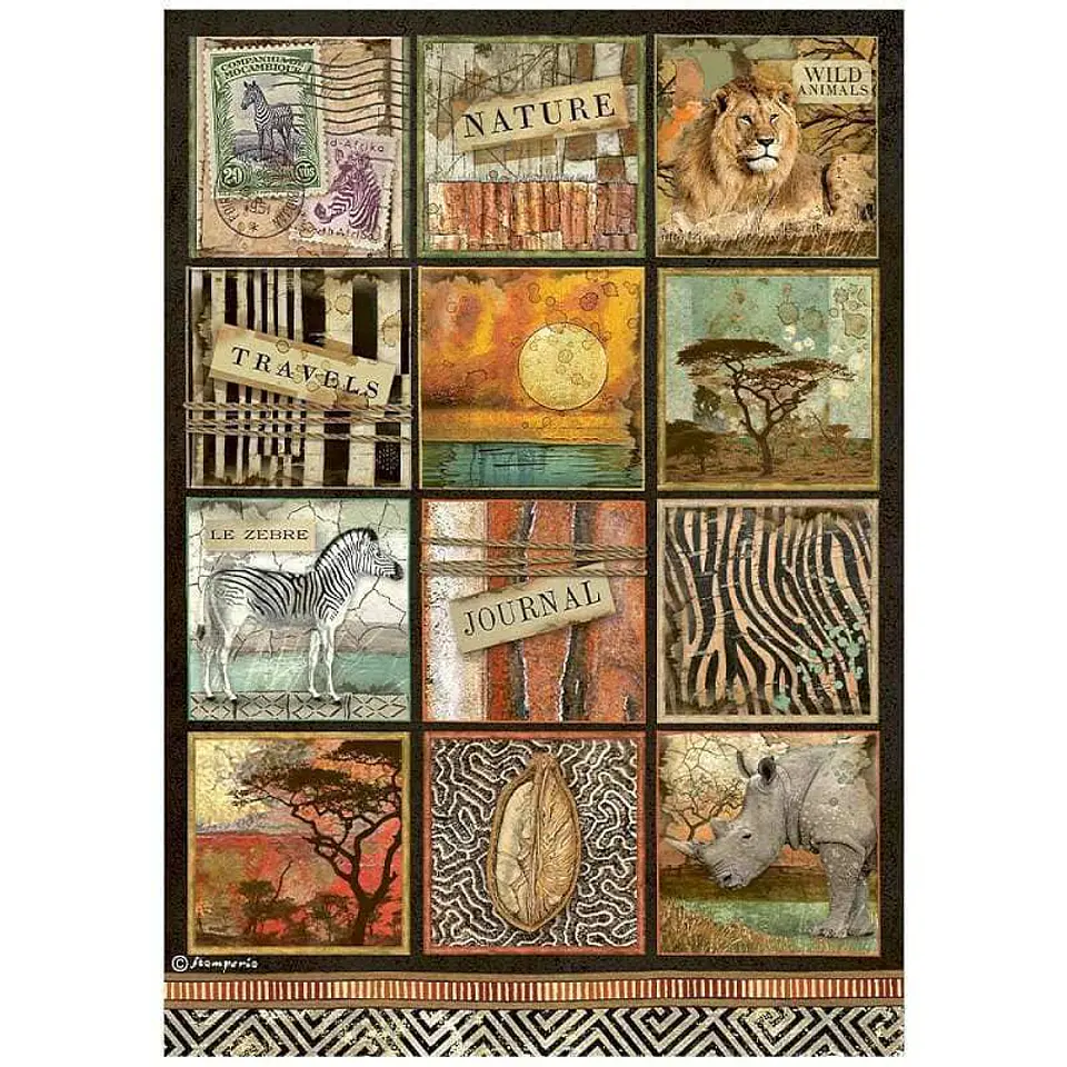 Papel de arroz Stamperia A4 — Savana — Square (DFSA4688) 1