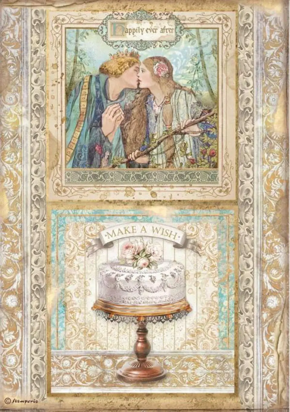 Papel de arroz Stamperia A4 — Sleeping Beauty — Cake Frame (DFSA4573) 1