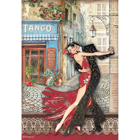 Papel de arroz Stamperia A4 — Desire — Tango (DFSA4717)