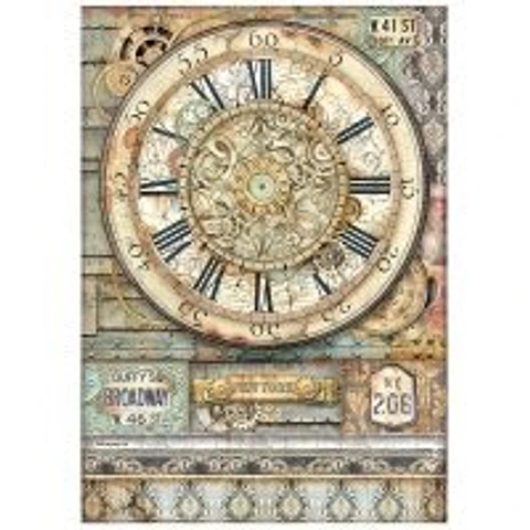 Papel de arroz Stamperia A4 — Sir Vagabond Aviator — Clock (DFSA4703)