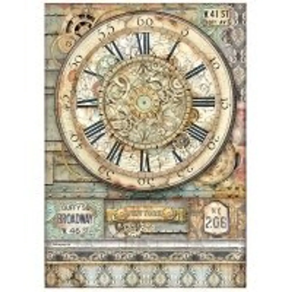 Papel de arroz Stamperia A4 — Sir Vagabond Aviator — Clock (DFSA4703) 1