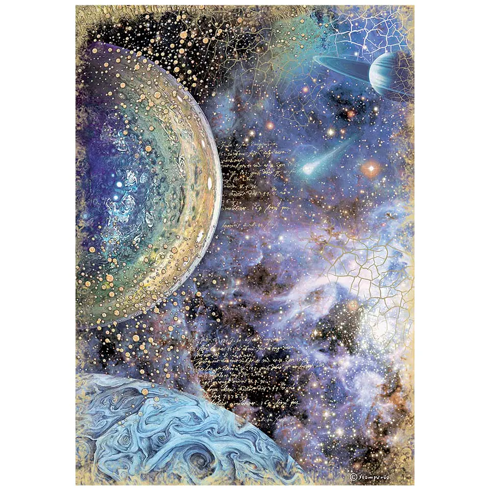 Papel de arroz Stamperia A4 — Cosmos Infinity — Planets 1