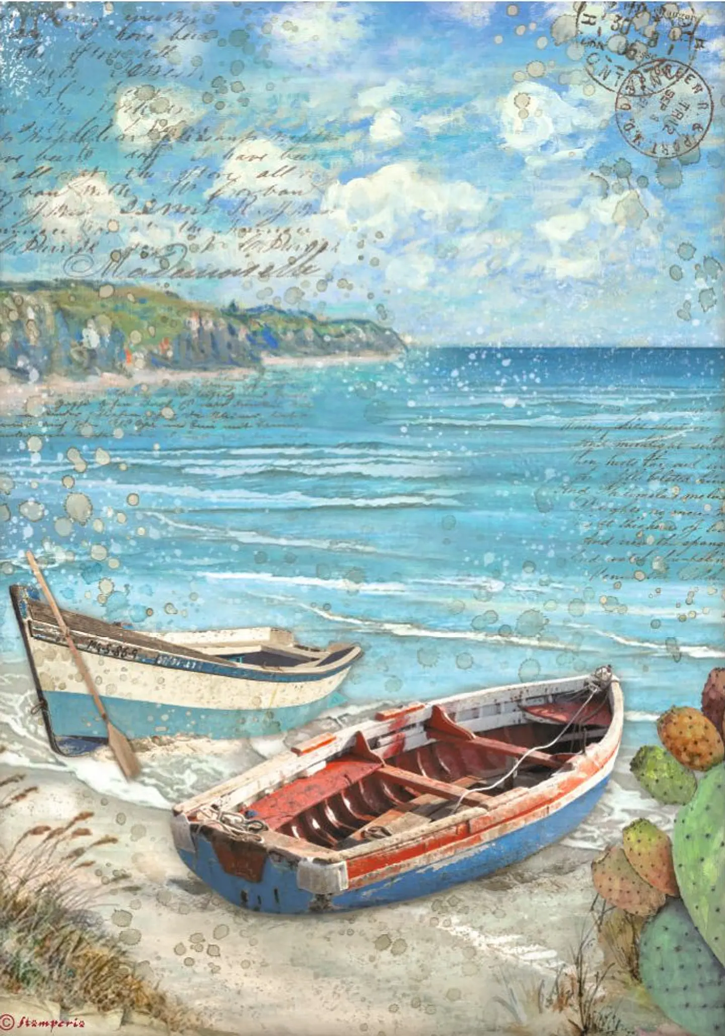 Papel de arroz Stamperia A4 — Blue Dream — Boats (DFSA4738) 1