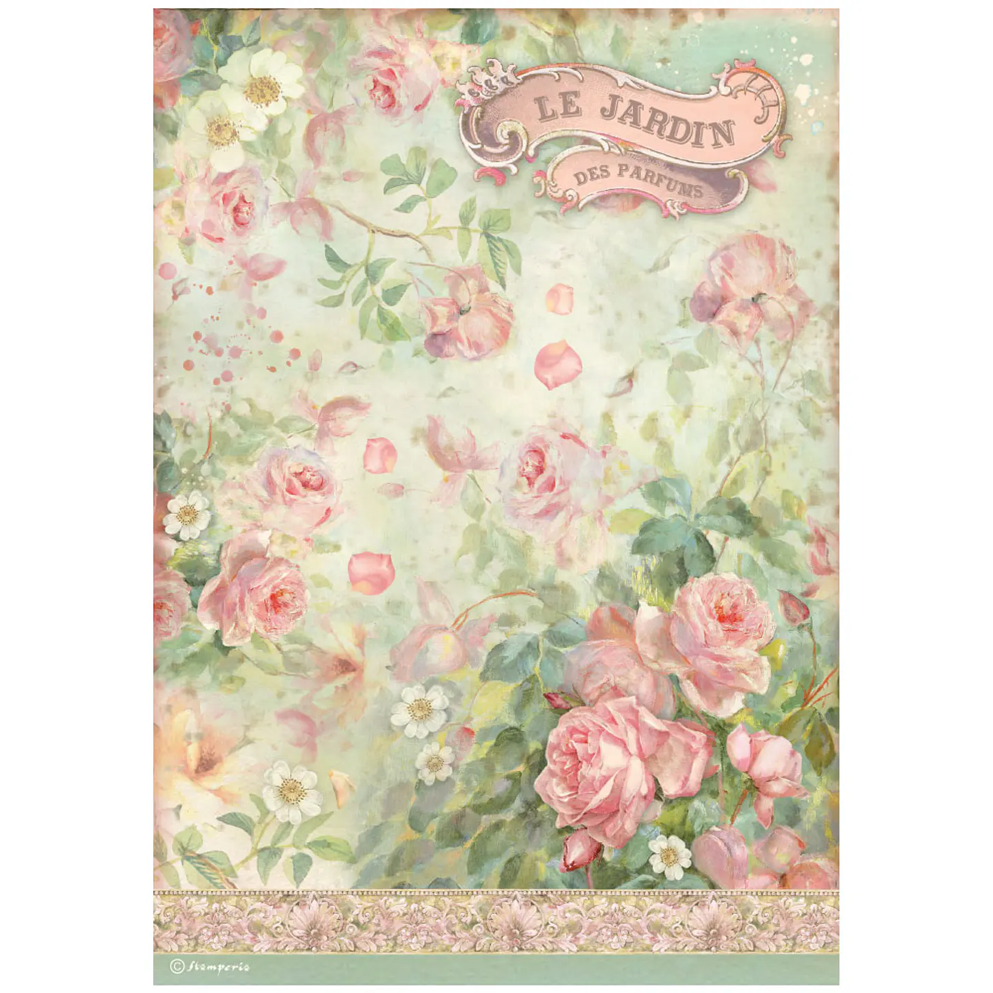 Papel de arroz Stamperia A4 — Rose Parfum — Le Jardin des Parfums 1