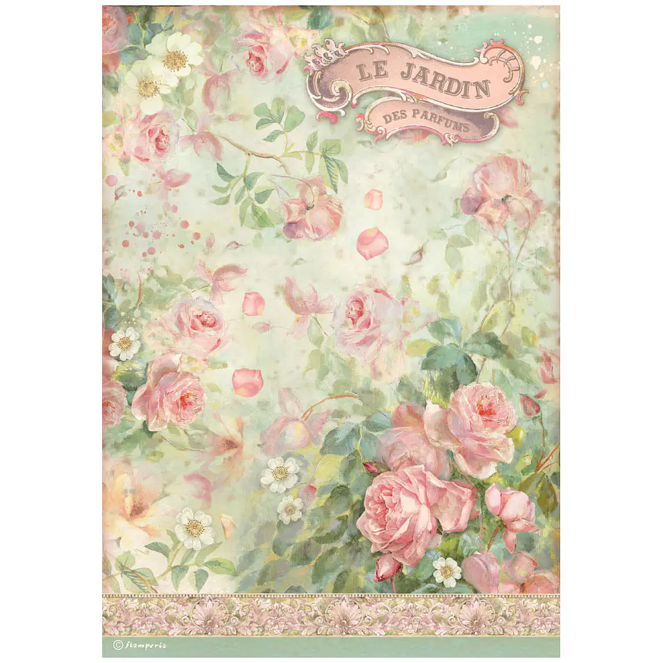 Papel de arroz Stamperia A4 — Rose Parfum — Le Jardin des Parfums 1