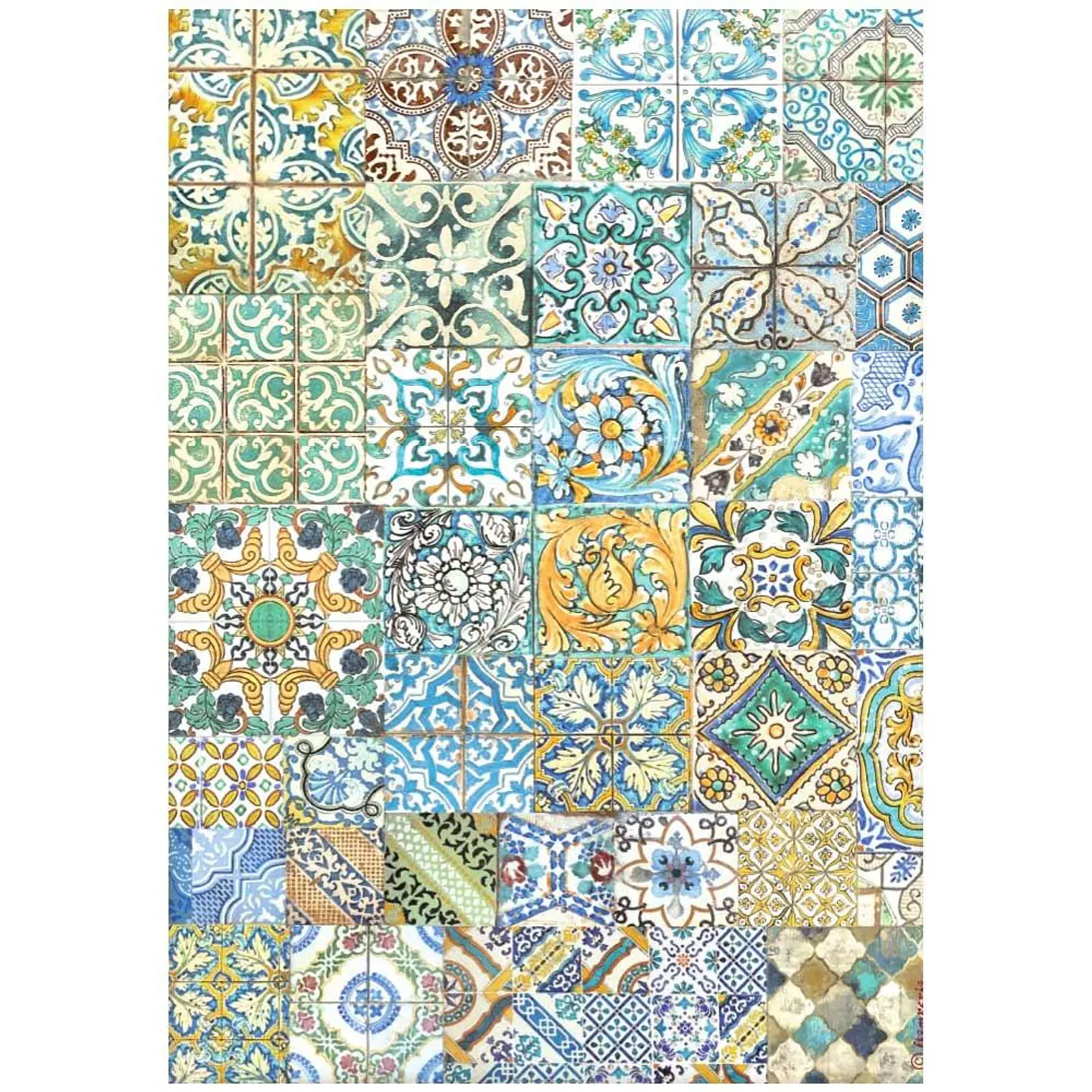 Papel de arroz Stamperia A4 — Blue Dream — Tiles (DFSA4740) 1